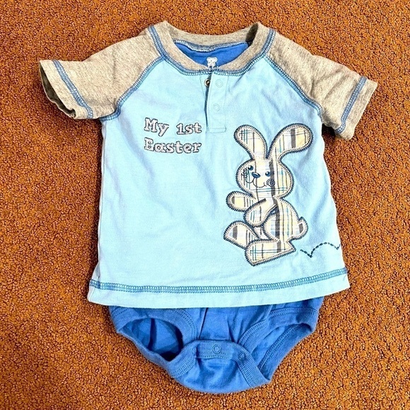 Koala Kids Boys 6-9 Month Short Sleeve Easter Onesie - Picture 1 of 4